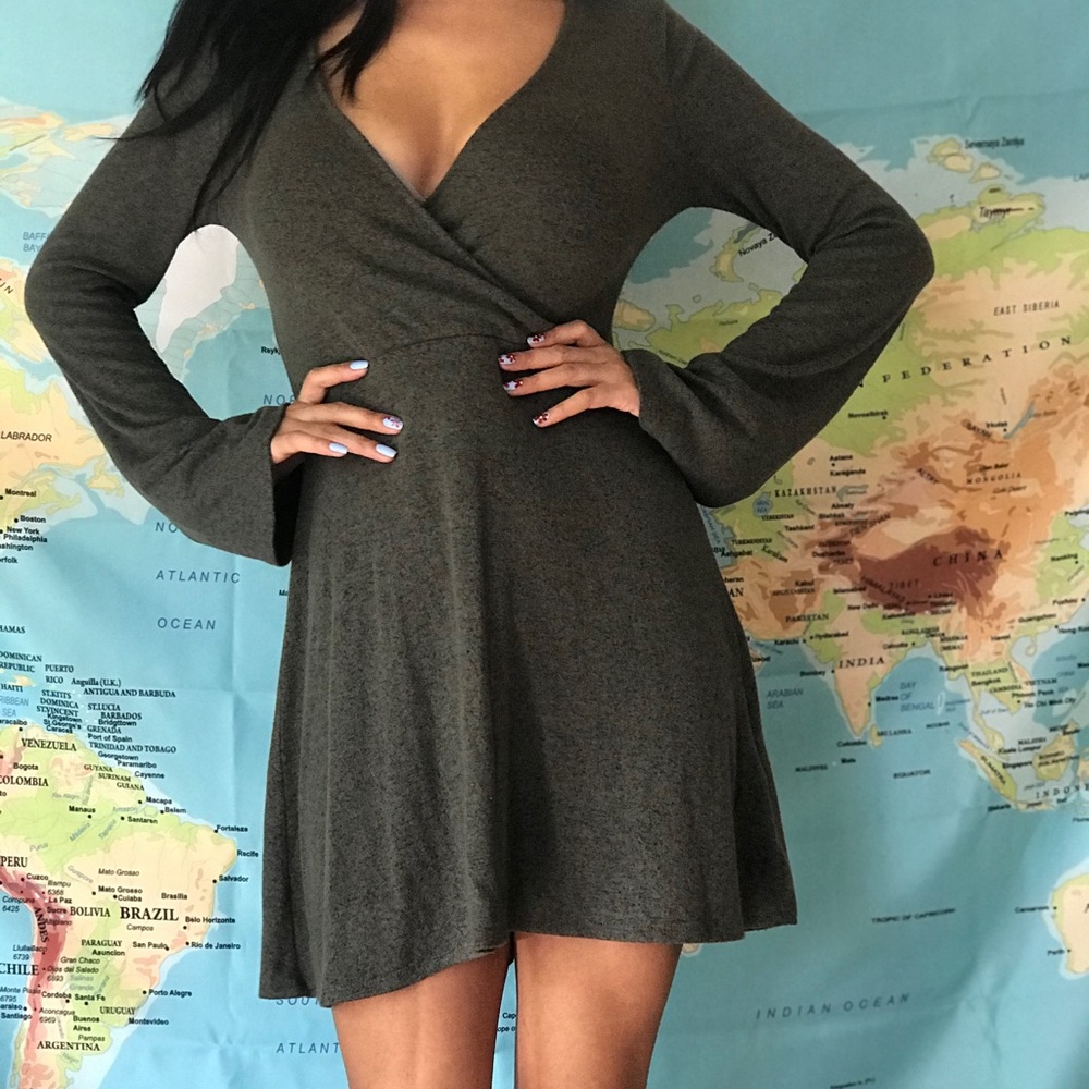 Olive green sweater dress
